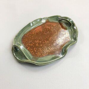 YAAK VALLEY CERAMICS Trinket Tray 10.5"L Studio Pottery Boho Vanity Decor Green